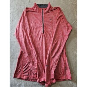 Nike Dri-FIT Pullover Womens Small Red 1/4 Zip Long Sleeve Running Thumbholes